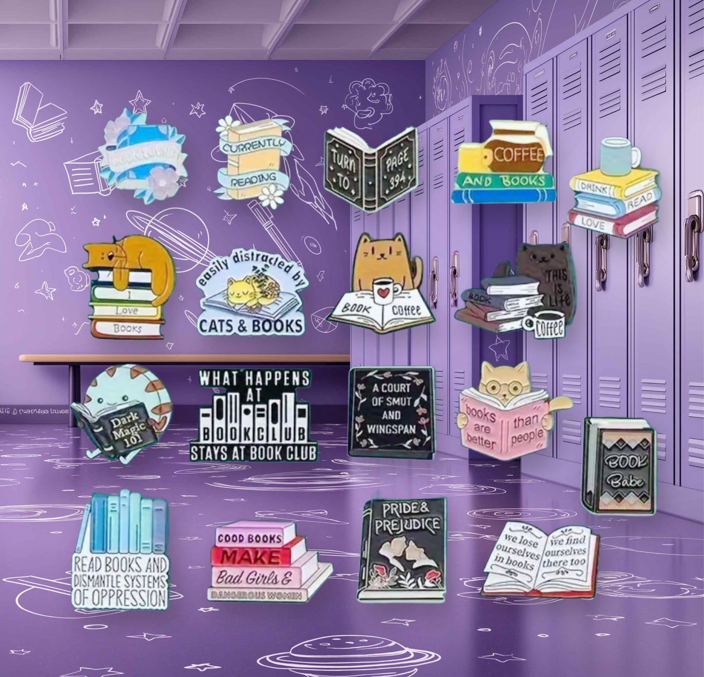 Cute Mini Book Themed Plastic Brooch Pins